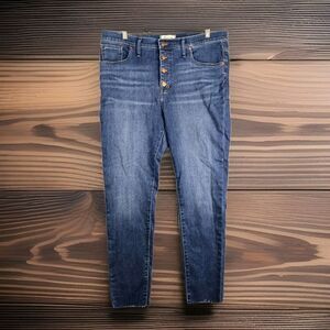 Madewell NWT Button Fly 9" Mid-Rise Skinny Jeans Women's Sz 32 Magic Pockets